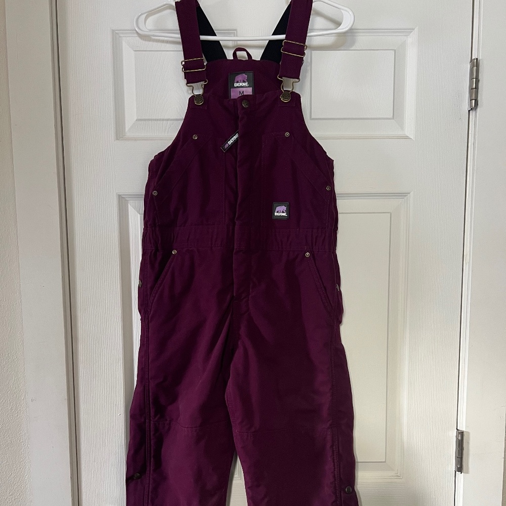 Berne Youth Medium Snow Bib Overalls Insulated Purple